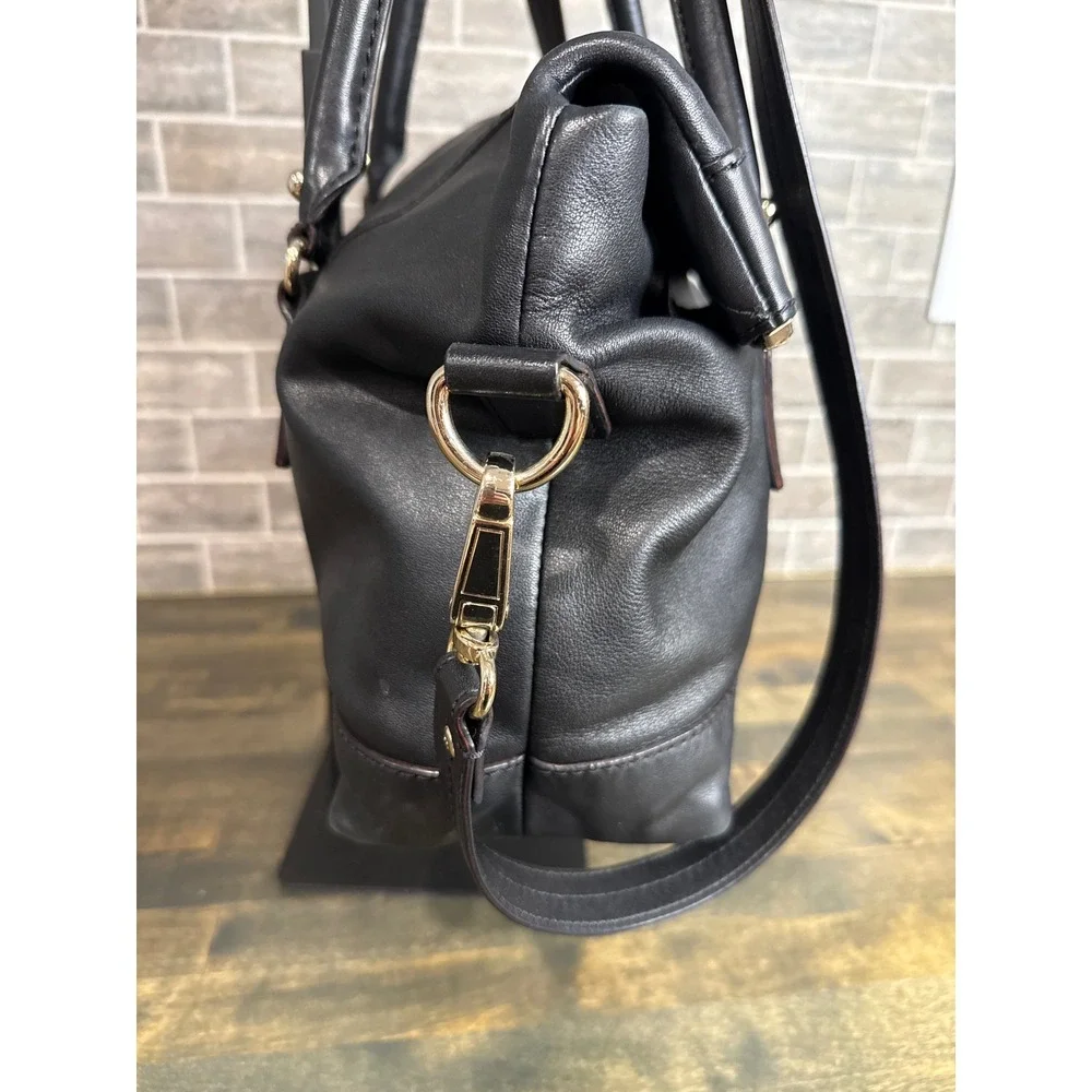 Kate Spade New York Black Leather Satchel Bag Gold Hardware Crossbody Strap